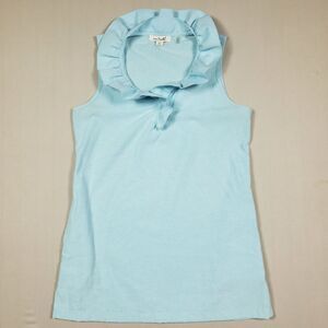 Simply Noelle Top Women XS 4-6 Blue Sleeveless Pullover Ruffle Collar Shirt